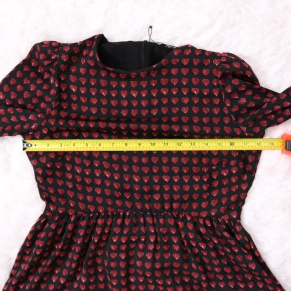 Zara heart long puff sleeve black dress c1 - Picture 7 of 9
